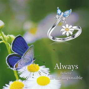 img 3 attached to 925 Sterling Silver Adjustable Butterfly Daisy Ring