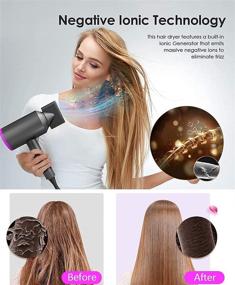 img 3 attached to 💨 Ionic Hair Dryer, 1800W Professional Blow Dryer with Diffuser, Fast Drying Negative Ion Hairdryer, 3 Heat/2 Speed/Powerful AC Motor, 2 Nozzles, 1 Diffuser, Ideal for Women, Men, Kids Hair Care
