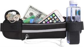 img 4 attached to 🏃 Versatile Running Belt with Reflective Strip, Water Bottle Holder, and Multiple Storage Compartments for Men and Women | Fanny Pack to Store iPhones & Android Samsung Phones – Lightweight & Immobile Design