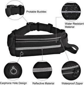 img 2 attached to 🏃 Versatile Running Belt with Reflective Strip, Water Bottle Holder, and Multiple Storage Compartments for Men and Women | Fanny Pack to Store iPhones & Android Samsung Phones – Lightweight & Immobile Design