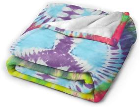 img 3 attached to 🌈 SARA NELL Rainbow Tie-Dye Flannel Blanket: Colorful Peace Design for Kids, Teens, and Adults | Super Soft Comfy Plush Throw - 40x50 Inch