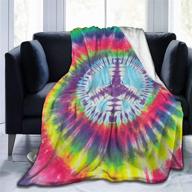 🌈 sara nell rainbow tie-dye flannel blanket: colorful peace design for kids, teens, and adults | super soft comfy plush throw - 40x50 inch logo