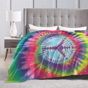 img 1 attached to 🌈 SARA NELL Rainbow Tie-Dye Flannel Blanket: Colorful Peace Design for Kids, Teens, and Adults | Super Soft Comfy Plush Throw - 40x50 Inch