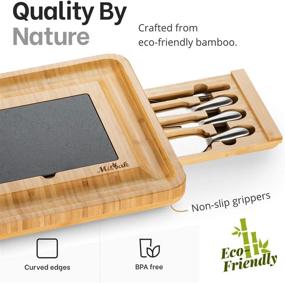 img 1 attached to MITBAK Charcuterie Board Tray with 12 Cheese Utensils: Bamboo Serving Tray & Cutting Board Platter – Perfect Christmas Gift, Size: 16 x 13 x 2 Inches