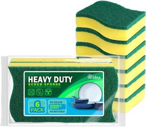 img 4 attached to Efficient and Stink-Free AIDEA Heavy Duty Scrub Sponge - 12 Count for Easy, Eco-Friendly Cleaning of Dishes, Pots, and Pans
