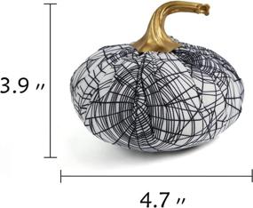 img 3 attached to 🎃 Tinsow 6 Pcs Fabric Pumpkins Halloween Decoration Set, 4.7” Black and White Pumpkins, White Grid Checkered Pumpkins for Halloween Thanksgiving, Gothic Style Pumpkin Fall Harvest Home Decor