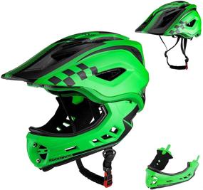 img 4 attached to 🚴 ROCKBROS Lightweight Full Face Bike Helmet for Kids – Mountain Bike Helmet for Youth Toddlers, Detachable Skateboard BMX Helmet, Ideal for Age 3-15 Years, Toddler Cycling Bicycle Helmet