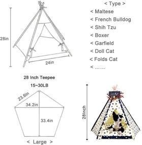 img 2 attached to 🐶 Zaihe Pet Teepee Dog & Cat Bed: Portable Dog Tents & Pet Houses with Cushion & Blackboard - 28 Inch, Up to 30lbs - Best Price & Quality!