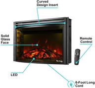enhance your home ambiance with e-flame usa quebec 27-inch electric fireplace stove insert: remote control, realistic 3-d log and fire effect logo