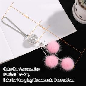 img 1 attached to Lucky Crystal Suncatcher Ball Ornament: Rhinestone Car Mirror Hanging Accessories for Women and Men, Rear Bling View Mirror Charms - Pink Interior Car Accessories Decoration by TOOVREN