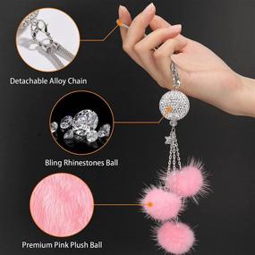 img 3 attached to Lucky Crystal Suncatcher Ball Ornament: Rhinestone Car Mirror Hanging Accessories for Women and Men, Rear Bling View Mirror Charms - Pink Interior Car Accessories Decoration by TOOVREN