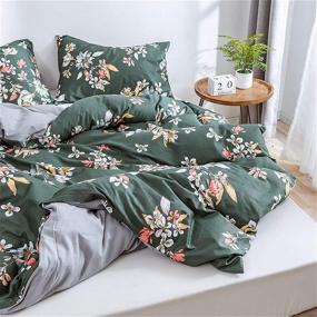 img 1 attached to Green Floral King Bedding Duvet Cover Set: Botanical Flower Leaves Boho Printed in 🌿 Soft 100% Natural Cotton - Ultra Breathable Comforter Cover for a King-sized Bed (Green Flower, King)