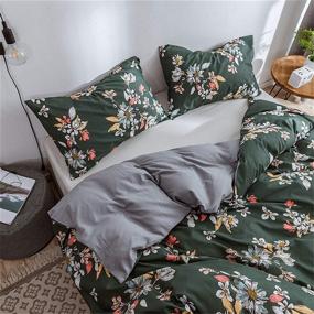 img 2 attached to Green Floral King Bedding Duvet Cover Set: Botanical Flower Leaves Boho Printed in 🌿 Soft 100% Natural Cotton - Ultra Breathable Comforter Cover for a King-sized Bed (Green Flower, King)