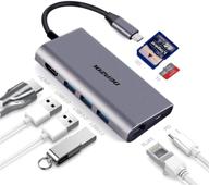 depzol 8-in-1 usb c hub: hdmi 4k, gigabit ethernet rj45, pd power delivery, 3 usb 3.0 ports, tf sd card readers for macbook pro 2018/2017/2016 & more usb-c devices logo