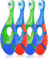 🦷 набор щеток farber для детей младшего возраста - мягкая щетина для младенцев, 4 штуки с удобной ручкой, успокаивающие зубки для чувствительных зубов, от 0 до 2 лет (синий) логотип