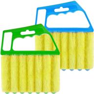 🧹 efficient 7 finger dusting tool for window venetian, shutters, blinds, and air conditioner - mini duster brush for ultimate cleaning (2 colors, 2 pieces) logo