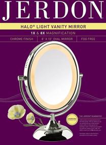 img 1 attached to 🪞 Jerdon HL958C 8-Inch Oval Halo Lighted Vanity Mirror - Chrome Finish, 8x Magnification | 1 Count