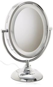 img 2 attached to 🪞 Jerdon HL958C 8-Inch Oval Halo Lighted Vanity Mirror - Chrome Finish, 8x Magnification | 1 Count