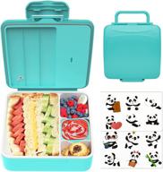 🥪 look back 4-compartment bento box for kids: leak-proof lunch container with fork, spoon, diy stickers - bpa-free, microwave & dishwasher safe for sandwich, fruit, veg, snacks логотип