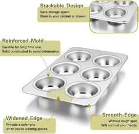 img 2 attached to Set of 2 Stainless Steel Muffin Pan Cupcake Pans by P&P CHEF - 6-Cups - Ideal for Mini Brownie Tart Quiches - Healthy, Durable, Quick Release, Easy Clean - Dishwasher Safe