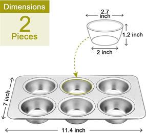 img 3 attached to Set of 2 Stainless Steel Muffin Pan Cupcake Pans by P&P CHEF - 6-Cups - Ideal for Mini Brownie Tart Quiches - Healthy, Durable, Quick Release, Easy Clean - Dishwasher Safe