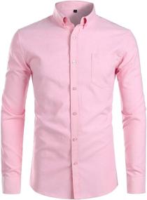 img 4 attached to 👕 Effortlessly Stylish ZEROYAA Casual Sleeve Button Oxford Men's Clothing for Shirts