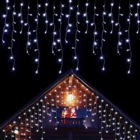 img 4 attached to 🎉 Blissun 360 LED Icicle Lights: Stunning 29.5FT Curtain Fairy Lights for Weddings, Parties & Décor (White)