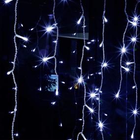 img 2 attached to 🎉 Blissun 360 LED Icicle Lights: Stunning 29.5FT Curtain Fairy Lights for Weddings, Parties & Décor (White)