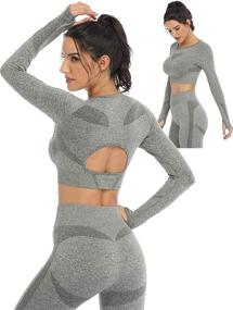img 3 attached to Seamless Workout Sets Leggings Tracksuit 8003M Grey Outdoor Recreation and Outdoor Clothing