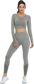 img 4 attached to Seamless Workout Sets Leggings Tracksuit 8003M Grey Outdoor Recreation and Outdoor Clothing