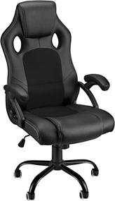 img 4 attached to 🎮 High Back Gaming Office Chair - Ergonomic Armrest, PU Leather & Mesh, Adjustable Swivel, Silent Wheels - for Adults/Teens/Kids - Black