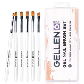 img 4 attached to 💅 Professional 6Pcs Gellen Gel Nail Brush Set: Color & UV Builder Art Brushes for Salon-quality Manicures at Home