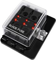 🚗 versatile 6 way blade fuse box holder with led warning light for automotive car boat marine – complete with instruction manual logo