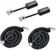 🔌 improved phone cord detangler: 2 pack 25ft uncoiled rfadapter black anti-tangle 360 degree rotating landline cable and telephone handset cord logo