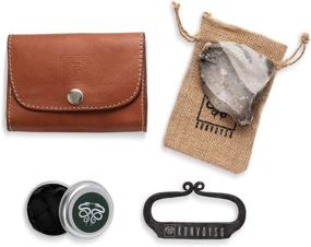 img 1 attached to 🔥 KonvoySG Carbon Steel Fire Striker Kit with English Flint Stone, Char Cloth, and Leather Gift Set - Traditional Hand Forged Fire Starter with Emergency Tinder Jute Bag