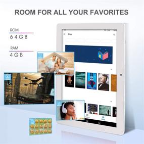 img 3 attached to 📱 Планшет Android 9.0 10,1 дюйма с 4 ГБ ОЗУ+64 ГБ встроенной памяти, двойной камерой, Wi-Fi, Bluetooth, GPS, четырехъядерным процессором, HD-сенсорным экраном 1280x800 - аккумулятор 6000 мАч (белый)