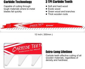 img 3 attached to High Performance EZARC Carbide Reciprocating Saw Blade R1243HM for Tough Hardwoods - 12-Inch Length, 3 Teeth Per Inch (TPI) - Pack of 3