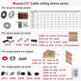 img 2 attached to Muzata 20 Pack Cable Railing Kit - Wire Rope Sleeve Protector and Adhesive Grommet Set for 1/8" Wood/Metal Posts - T316 Stainless Steel Cable Deck Stair Railing CR65, CP2