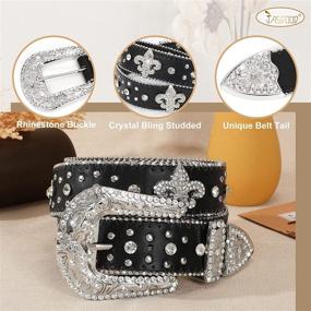 img 3 attached to 💎 Sparkle in Style: Rhinestone-Studded JASGOOD Western Leather Women's Accessories