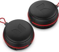 🔊 monster puck 2-pack portable bluetooth speakers: sync 2 ez-play speakers, 8 hours playtime, ipx5 water resistant, speakerphone, bungee strap, lightweight logo