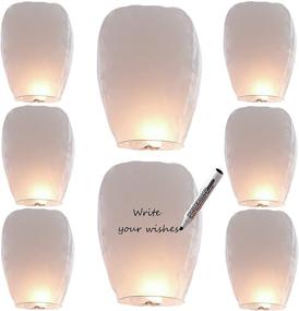 img 4 attached to 🏮 20 Pack White Sky Lanterns: Must-Have Chinese Prop for Summer Beach Visits. Flying Lanterns Enhance Outdoor Activities with Ultimate Fun. Biodegradable Floating Lanterns for an Environmentally Friendly Experience.