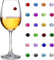 🍷 colorful 24-piece crystal magnetic wine glass charms for cocktails, champagne flutes, martinis – drink markers logo