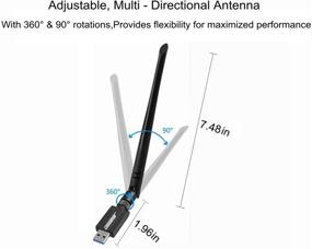 img 2 attached to OSGEAR USB WiFi адаптер 1200Mbps беспроводная карта сети с антенной высокого усиления 5dBi для ПК, настольного компьютера или ноутбука, с поддержкой двух диапазонов 2,4 ГГц/5,8 ГГц, 802.11ac/b/g/n, Windows 10/8/7/XP, Mac, Linux.