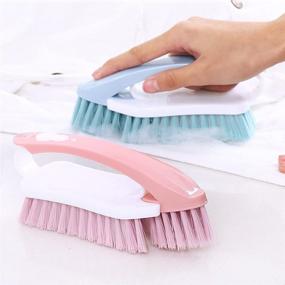 img 4 attached to 🧽 HEALIFTY 3Pcs Scrub Brush with Handle - Versatile Nylon Bristles for Laundry Cleaning, Clothes Washing - Random Color Brushes