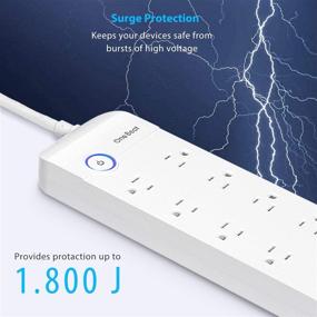 img 2 attached to 💡 Ultimate Surge Protector Power Strip - 8 Outlets, 3 USB Ports (1800J), 6ft Extension Cord, Flat Plug, Wall Mountable, Surge Overload Protection for TV, Home Office – ETL Listed