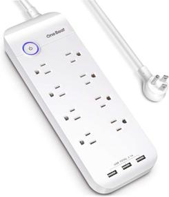 img 4 attached to 💡 Ultimate Surge Protector Power Strip - 8 Outlets, 3 USB Ports (1800J), 6ft Extension Cord, Flat Plug, Wall Mountable, Surge Overload Protection for TV, Home Office – ETL Listed