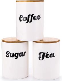 img 4 attached to Lawei Set of 3 Ceramic Kitchen ☕ Canisters: Airtight Storage Solutions for Coffee, Sugar, and Tea