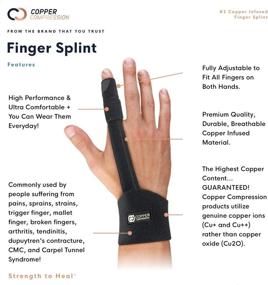 img 1 attached to 👍 Copper Compression Finger Splint: Medical Grade Aluminum Brace Support for Broken Fingers, Arthritis, Trigger Finger & More – Adjustable Knuckle Immobilizer