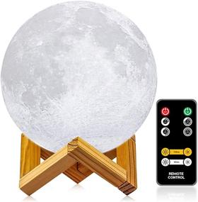 img 4 attached to 🌕 Moon Lamp, LOGROTATE 3D Printing LED Night Light Moon Light with Stand & Remote Control, Warm & Cool Colors, Dimmable & Time Setting, USB Rechargeable - Ideal Birthday Gift for Kids and Moon Lovers (4.7 inch)