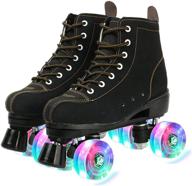 👟 stylish high top suede roller skates for women with light up wheels - perfect for men too! includes shoes bag logo